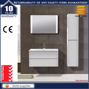 36′′ Modern Solid Wood White Lacquer Bathroom Cabinet with Mirror